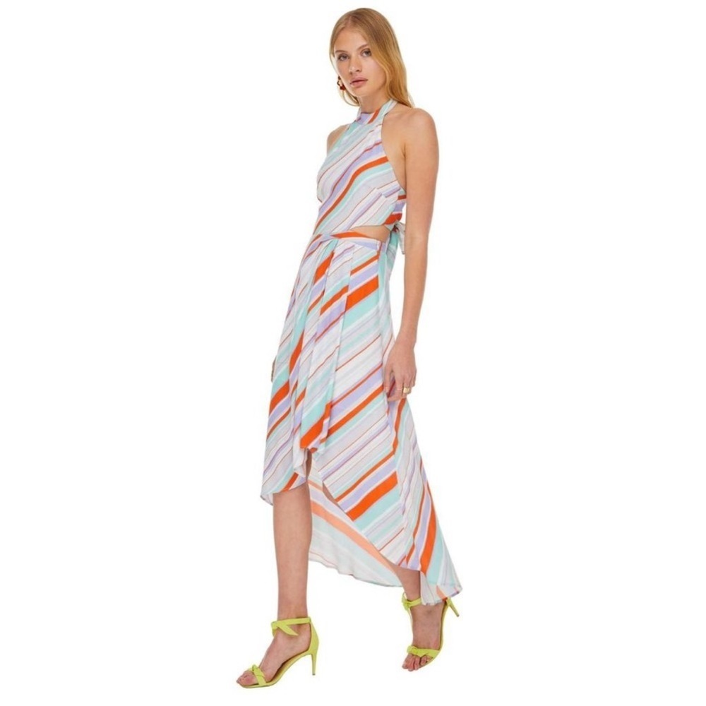 ASTR The Label Illusion High Low Halter Multicolored Dress Size Medium